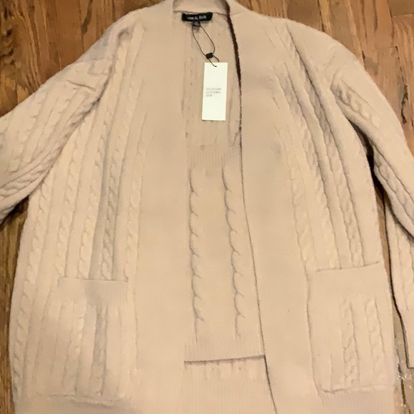 Lisse Cable Knit Cardigan And Tank In Beige - Picture 6 of 7